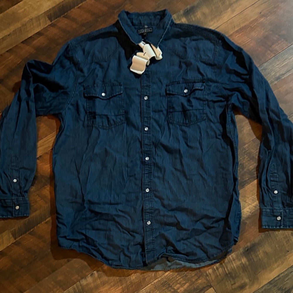 Classic Dark Blue Men's Button Down Shirt